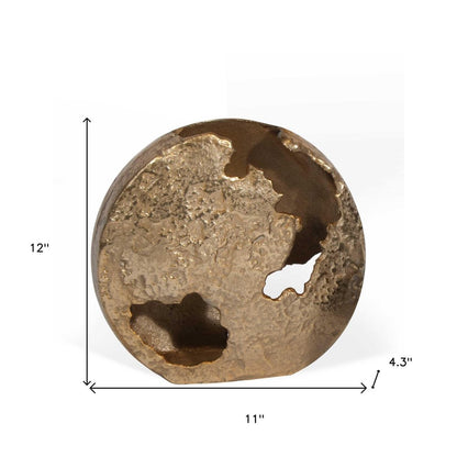 12" Gold Hammered Round Aluminum Table Vase