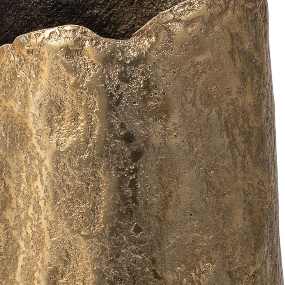 10" Gold Hammered Cylinder Aluminum Table Vase