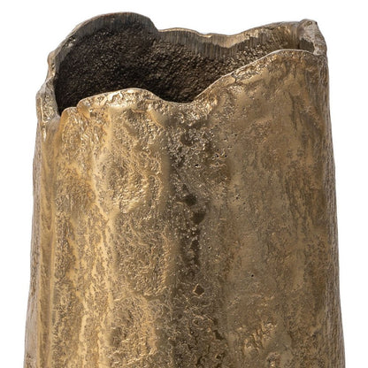 10" Gold Hammered Cylinder Aluminum Table Vase