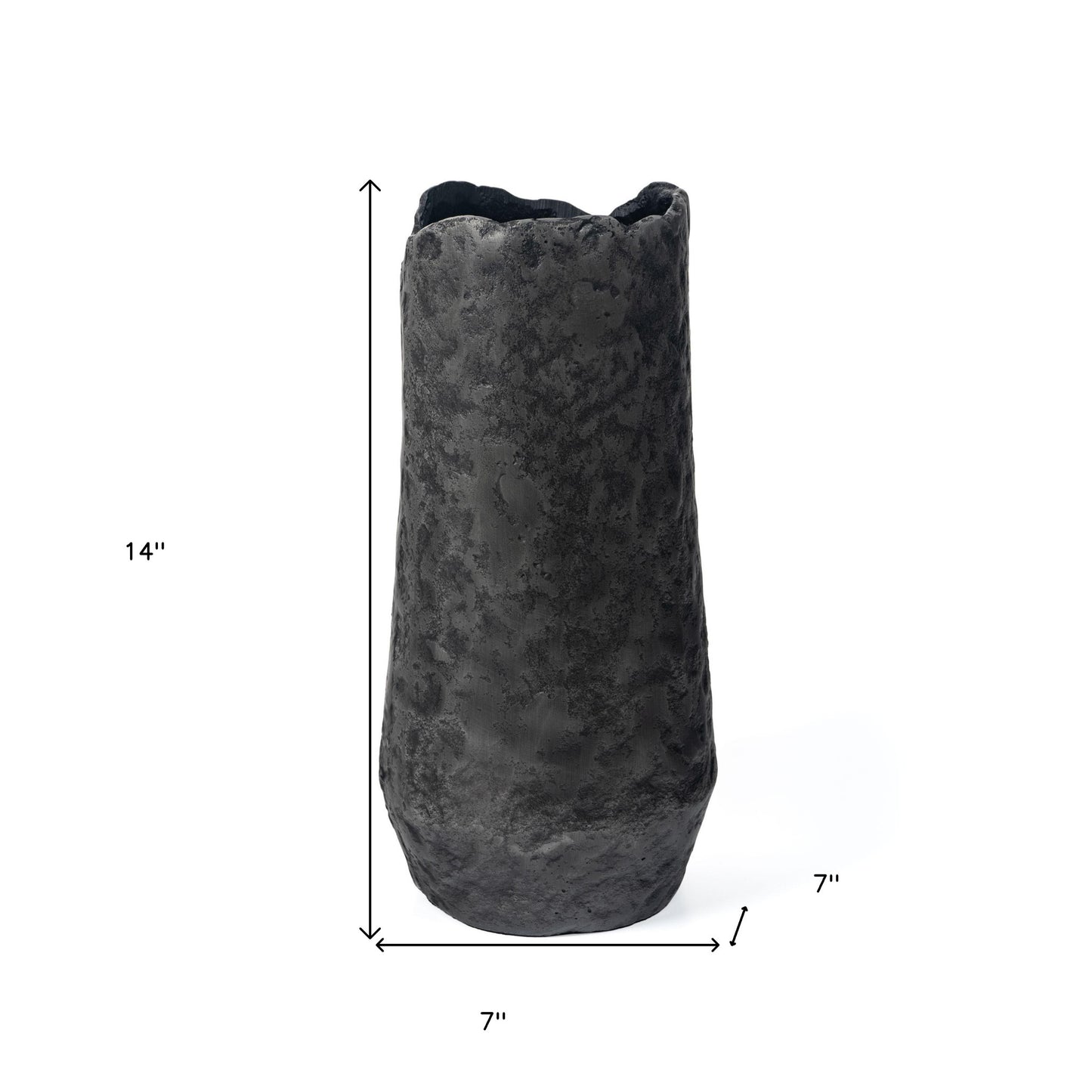 14" Gray Hammered Cylinder Aluminum Table Vase