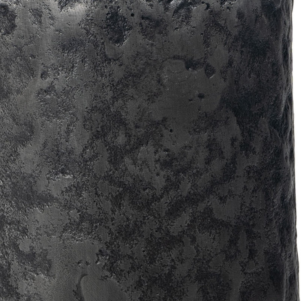 14" Gray Hammered Cylinder Aluminum Table Vase