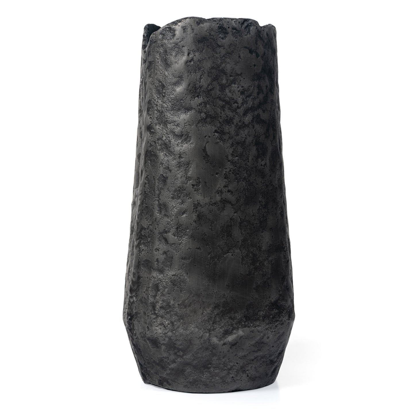 14" Gray Hammered Cylinder Aluminum Table Vase