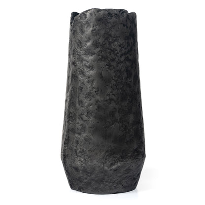 14" Gray Hammered Cylinder Aluminum Table Vase