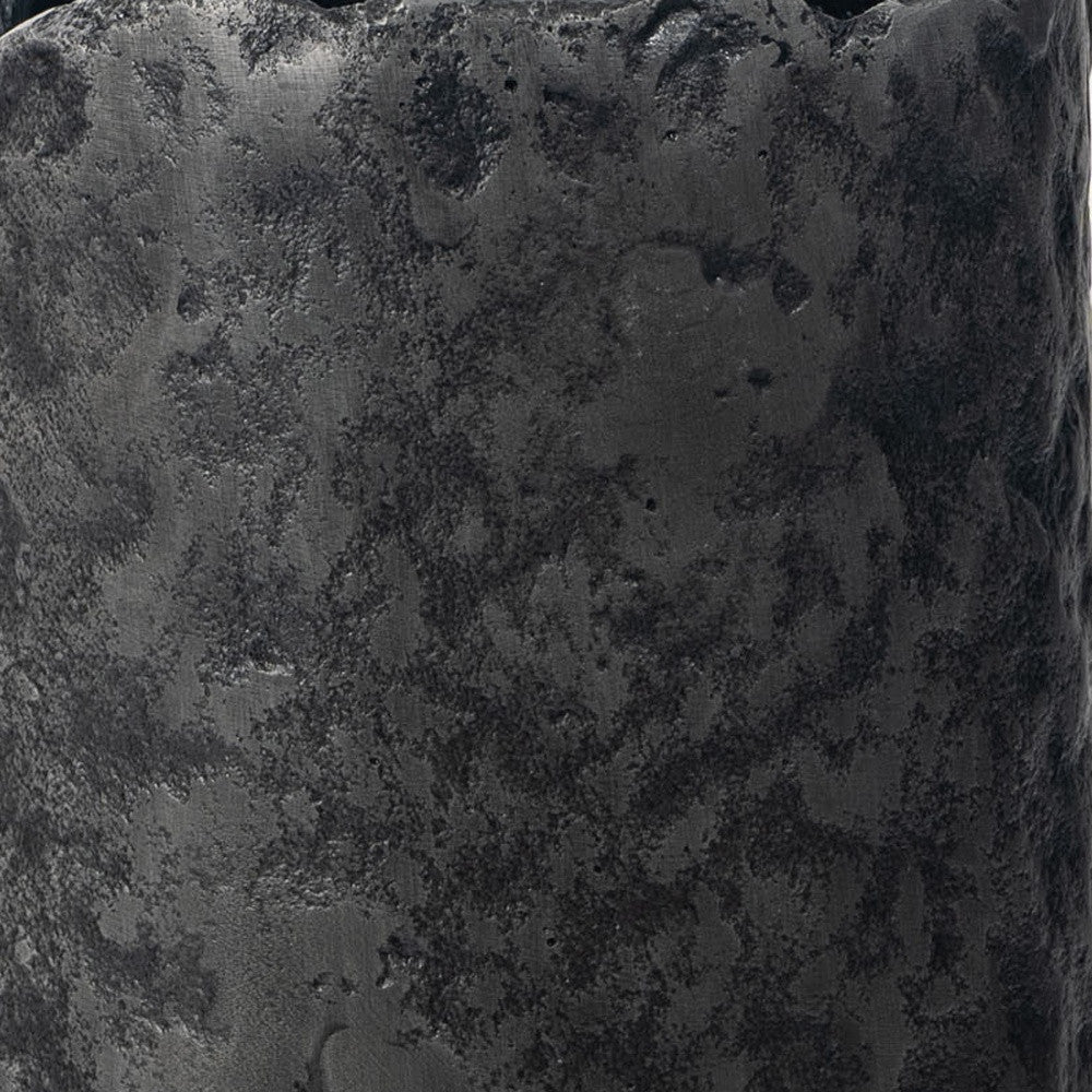 14" Gray Hammered Cylinder Aluminum Table Vase
