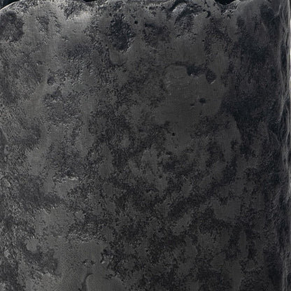 14" Gray Hammered Cylinder Aluminum Table Vase