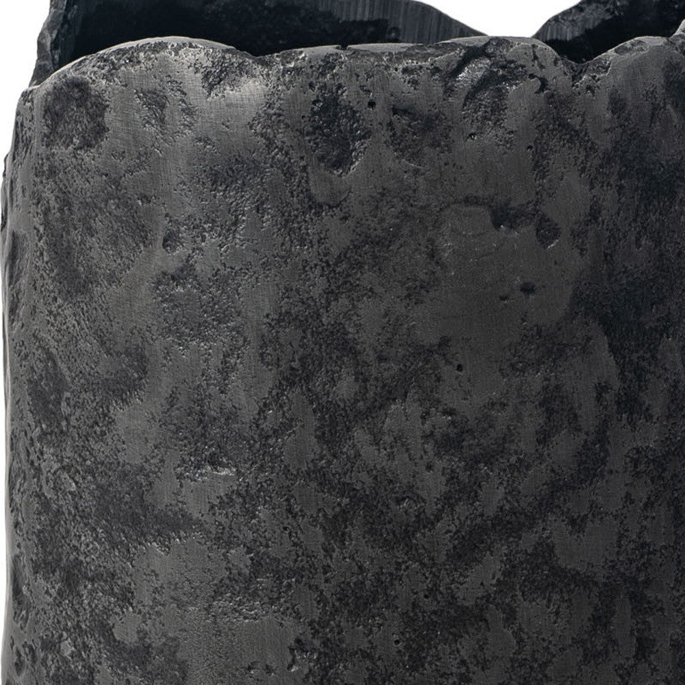 14" Gray Hammered Cylinder Aluminum Table Vase