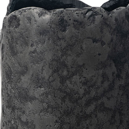 14" Gray Hammered Cylinder Aluminum Table Vase