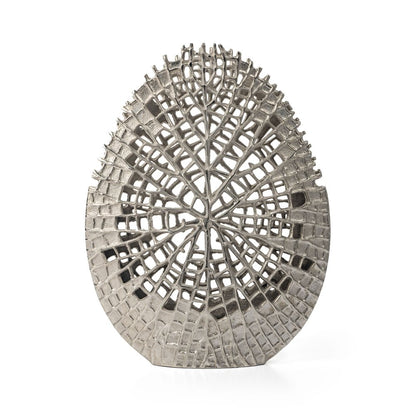 14" Silver Pierced Aluminum Table Vase