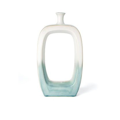 18" Aqua And White Ombre Ceramic Table Vase
