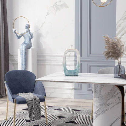 18" Aqua And White Ombre Ceramic Table Vase