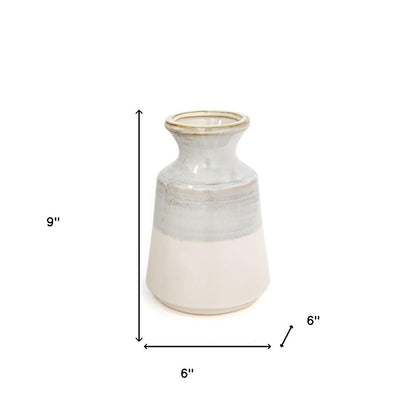 9" Blue And White Color Block Bud Ceramic Table Vase