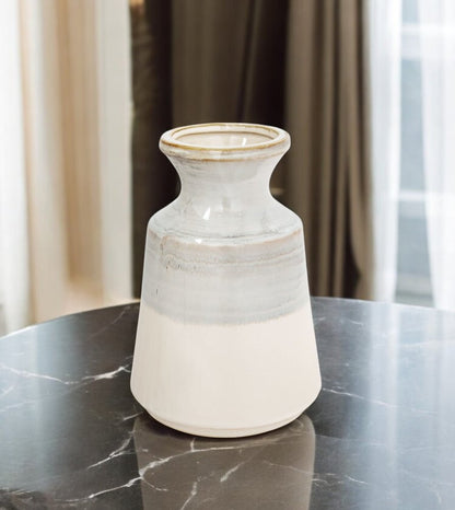 9" Blue And White Color Block Bud Ceramic Table Vase