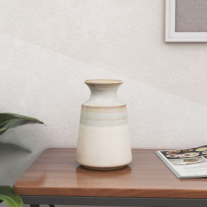 9" Blue And White Color Block Bud Ceramic Table Vase