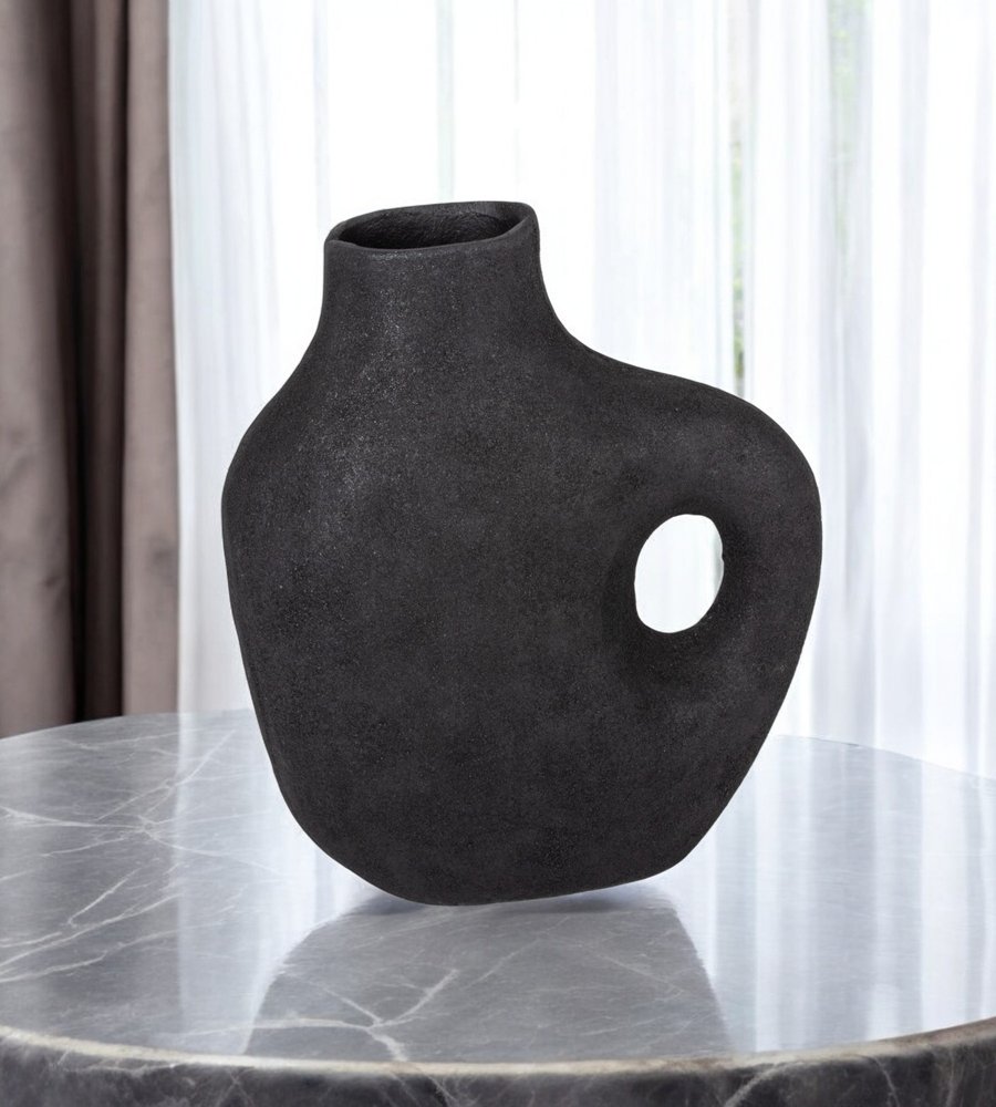 12" Black Aluminum Modern Abstract Table Vase