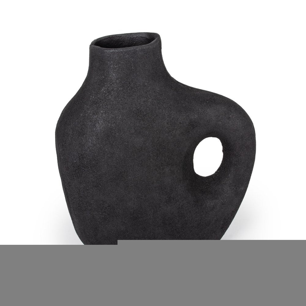 12" Black Aluminum Modern Abstract Table Vase