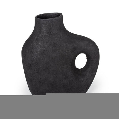 12" Black Aluminum Modern Abstract Table Vase