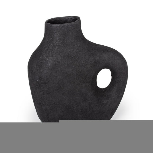 12" Black Aluminum Modern Abstract Table Vase