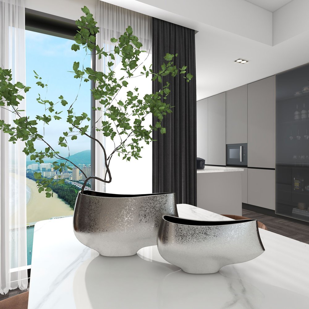 10" Nickel Aluminum Table Vase