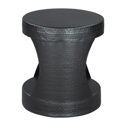 20" Black Iron Round Floor Shelf End Table