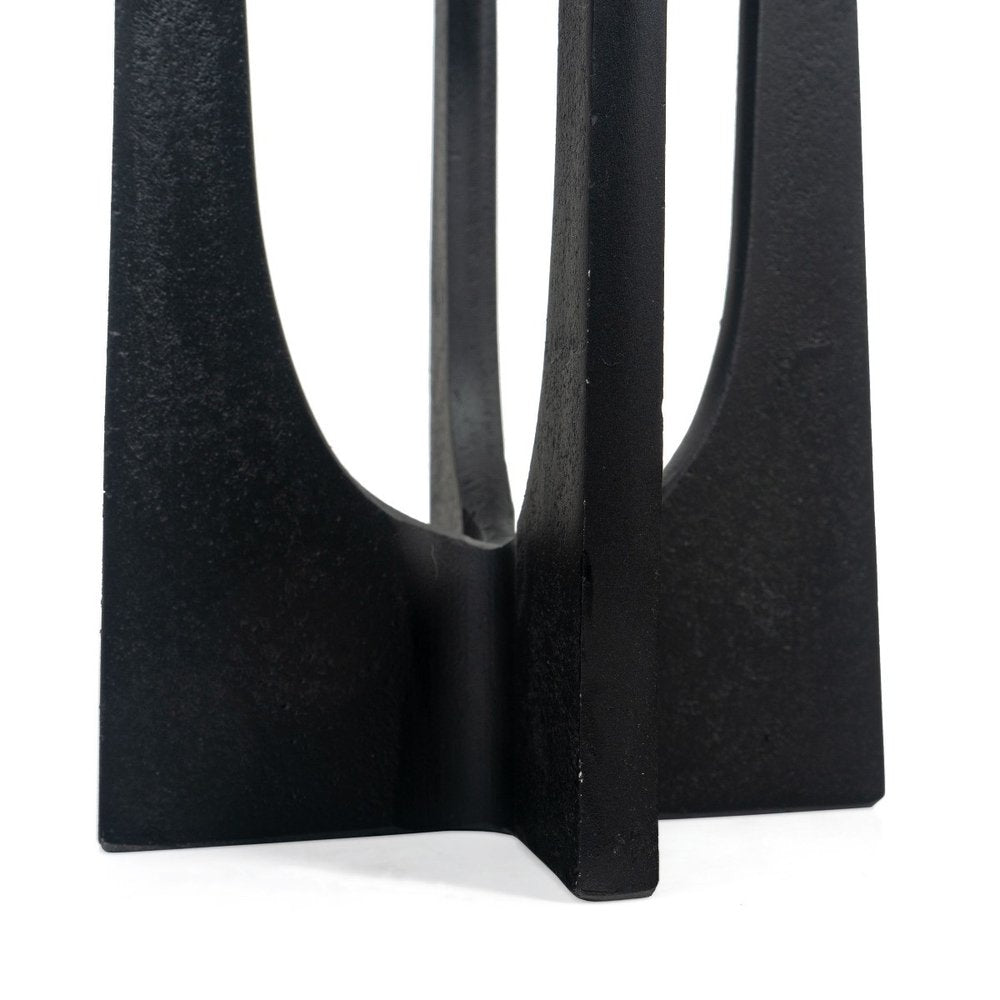 12" Black Distressed Aluminum Geometric Tabletop Pillar Candle Holder