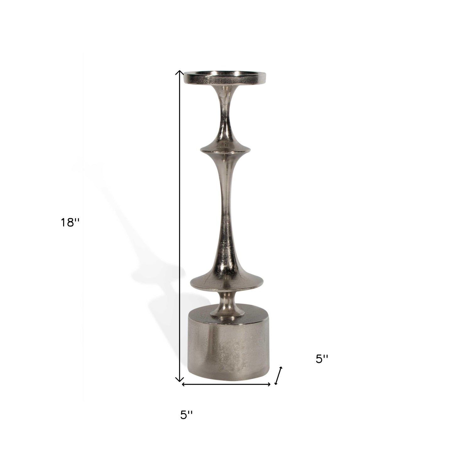 18" Silver Distressed Geometric Metal Tabletop Candle Holder
