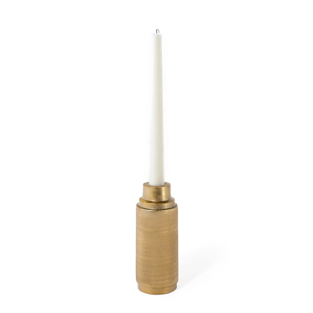 5" Gold Distressed Aluminum Tabletop Taper Candle Holder