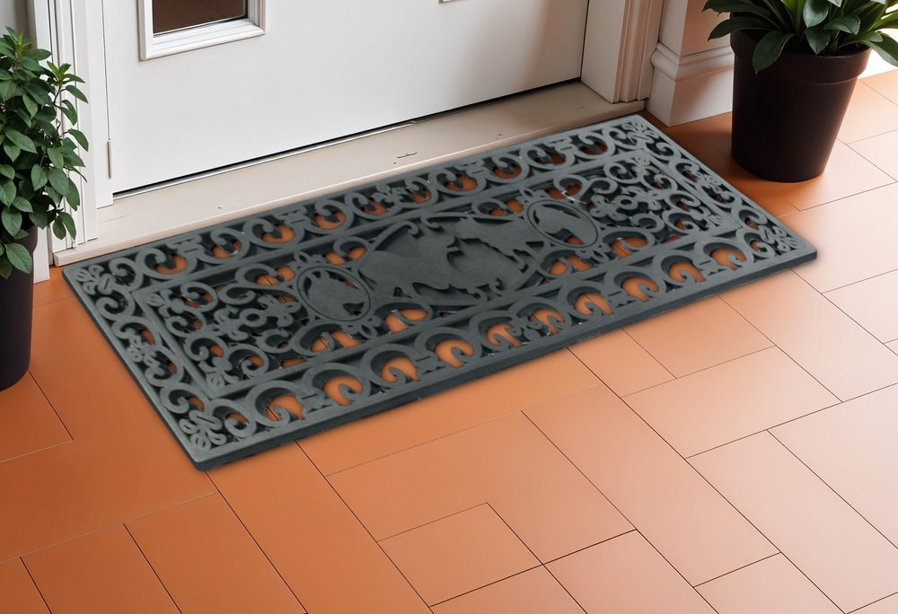 9" X 30" Black Rubber Dog Outdoor Door Mat