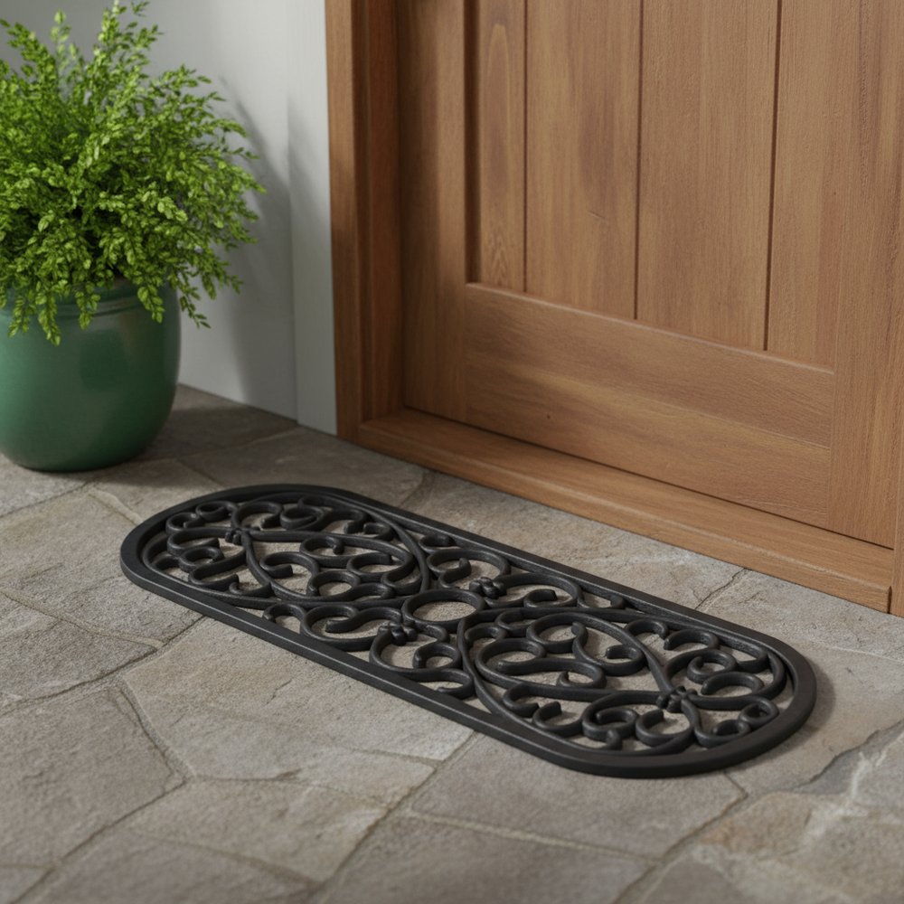 10" X 30" Black Rubber Outdoor Door Mat