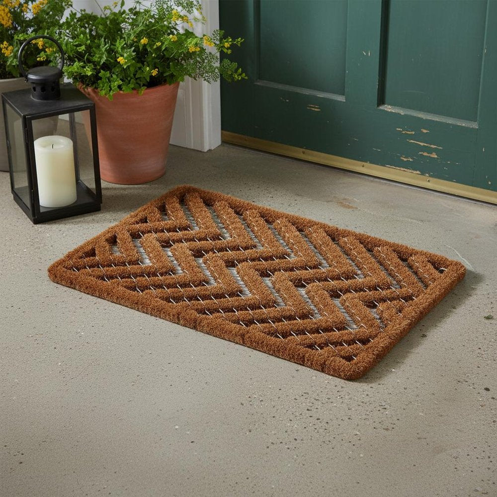 16" X 24" Brown Coir Zig Zag Outdoor Door Mat