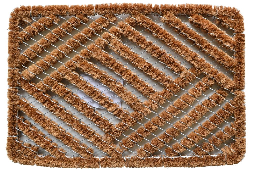 16" X 24" Brown Coir Geometric Outdoor Door Mat