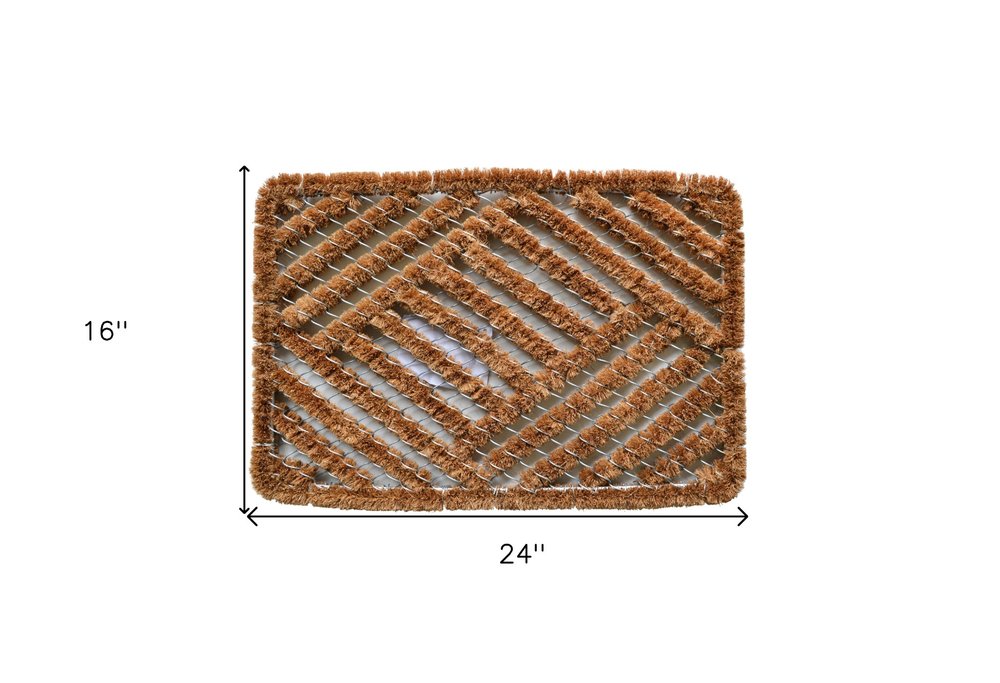 16" X 24" Brown Coir Geometric Outdoor Door Mat