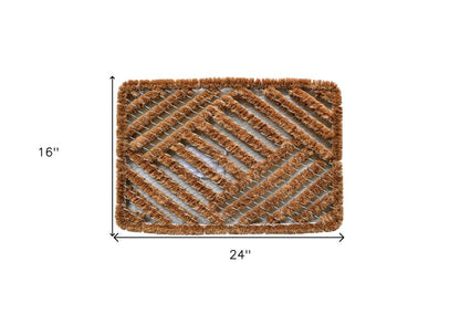 16" X 24" Brown Coir Geometric Outdoor Door Mat