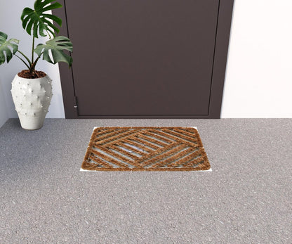 16" X 24" Brown Coir Geometric Outdoor Door Mat