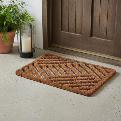 16" X 24" Brown Coir Geometric Outdoor Door Mat