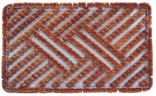 18" X 30" Brown Coir Geometric Outdoor Door Mat