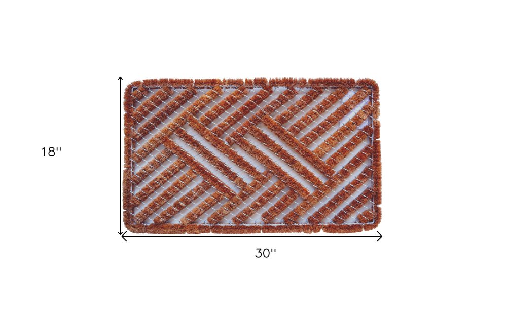 18" X 30" Brown Coir Geometric Outdoor Door Mat