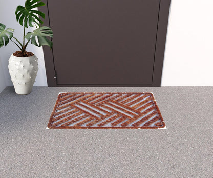 18" X 30" Brown Coir Geometric Outdoor Door Mat