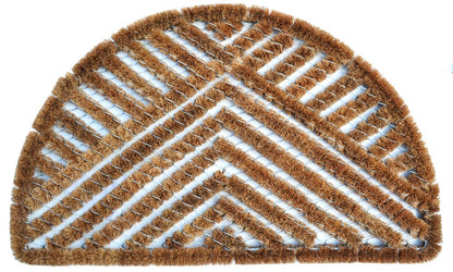 18" X 30" Brown Coir Geometric Outdoor Semi Circle Door Mat