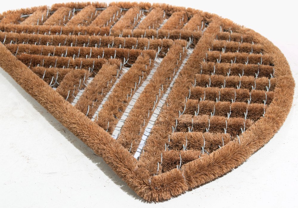 18" X 30" Brown Coir Geometric Outdoor Semi Circle Door Mat