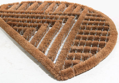 18" X 30" Brown Coir Geometric Outdoor Semi Circle Door Mat