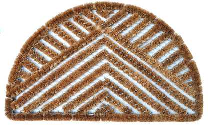 18" X 30" Brown Coir Geometric Outdoor Semi Circle Door Mat