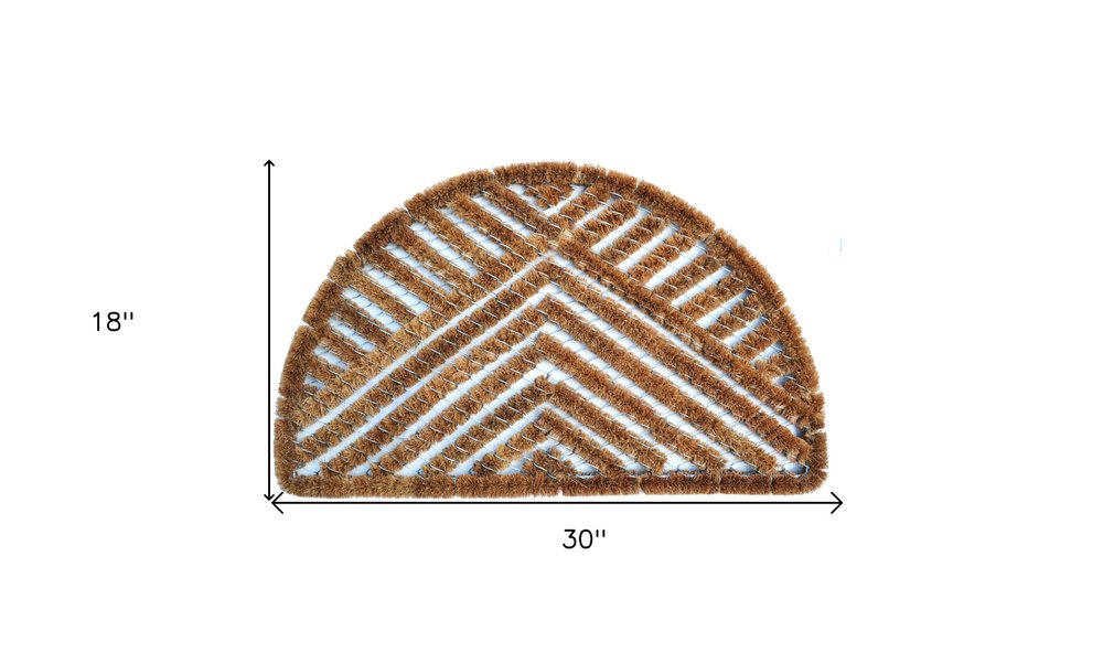 18" X 30" Brown Coir Geometric Outdoor Semi Circle Door Mat