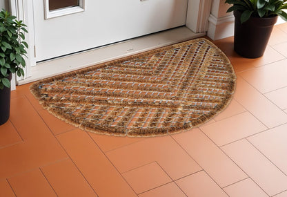 18" X 30" Brown Coir Geometric Outdoor Semi Circle Door Mat