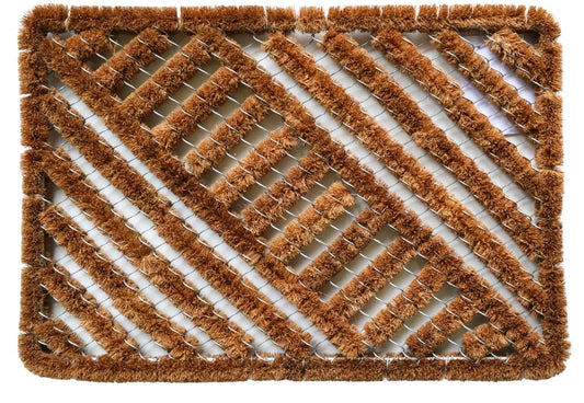 16" X 24" Brown Coir Geometric Outdoor Door Mat