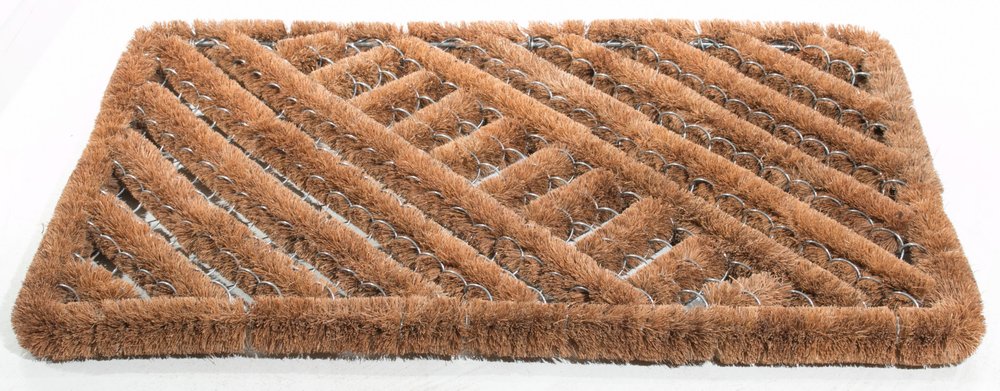 16" X 24" Brown Coir Geometric Outdoor Door Mat
