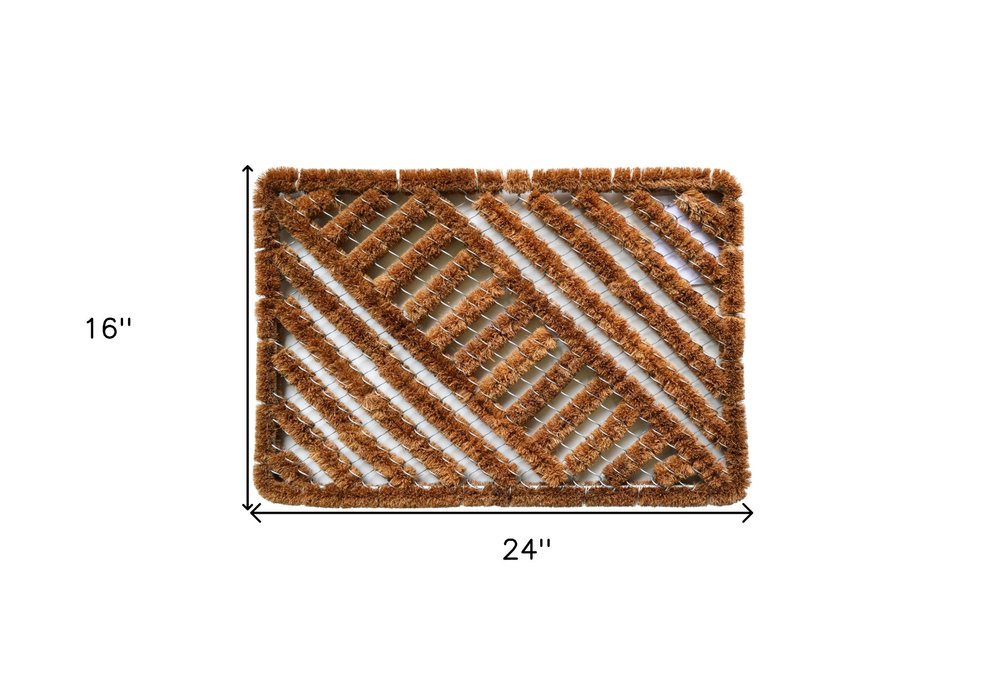 16" X 24" Brown Coir Geometric Outdoor Door Mat