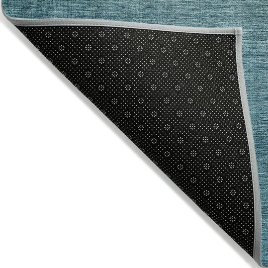 9' X 12' Brown Blue And Taupe Ombre Washable Indoor Outdoor Area Rug