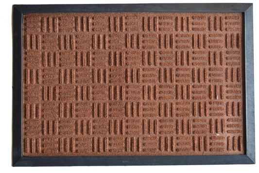 24" X 36" Brown Synthetic Fiber Abstract Outdoor Door Mat
