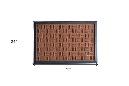 24" X 36" Brown Synthetic Fiber Abstract Outdoor Door Mat