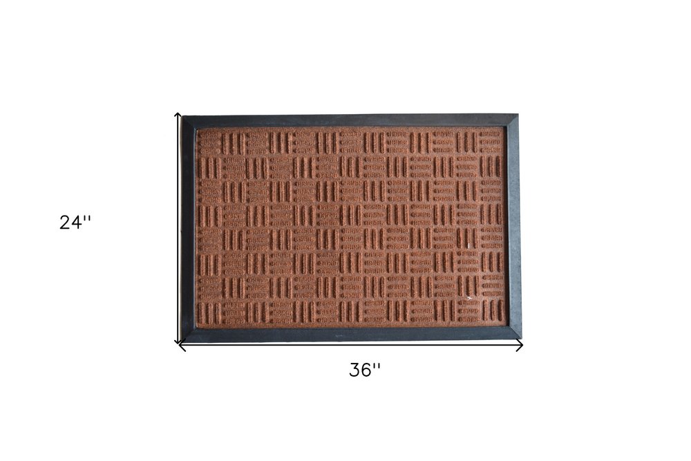 24" X 36" Brown Synthetic Fiber Abstract Outdoor Door Mat